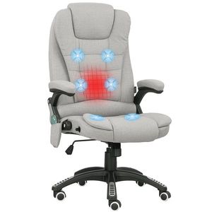 Vinsetto Fotoliu de birou cu funcție de masaj și încălzire, scaun de birou cu înălțime reglabilă, spătar inclinabil și telecomandă gri | Aosom Romania imagine