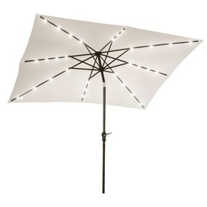 Outsunny Parasol de gradina parasol drept 3 x 2 m luminos rectangular inclinabil parasol LED solar otel poliester crem | Aosom Romania imagine