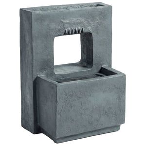 Outsunny Fântână arteziană în 2 trepte, fântână de grădină cu iluminare LED, ghiveci pentru plante, pompă, aspect piatră, reglabil 45 x 31, 5 x 58, 5 cm | Aosom Romania imagine