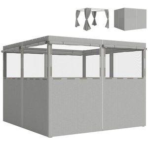 Outsunny 4 panouri laterale pentru pavilion 3x3 m panouri pentru cort cu 8 ferestre protecție UV 30+ impermeabil gri deschis | Aosom Romania imagine