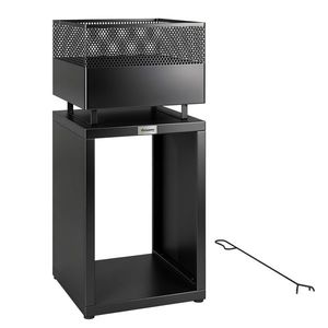 Outsunny Cuva pentru foc 39 x 39 x 87 cm șemineu cu depozit pentru lemne grilaj pentru cărbune picioare reglabile, Schwarz | Aosom Romania imagine