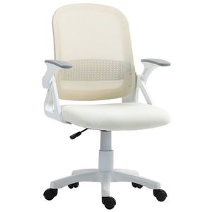 HOMCOM Scaun mesh respirabil, scaun rotativ ergonomic cu cotiere rabatabile și suport lombar, Alb | Aosom Romania imagine