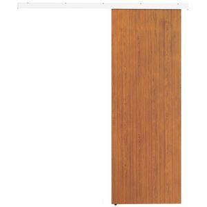 HOMCOM Ușă culisantă 75x210cm, Kit montaj, Șină, Efect lemn maro | Aosom Romania imagine