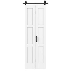 HOMCOM Ușă 71x213cm, Stil Rustic, Kit de montaj, Mâner, Alb efect lemn. | Aosom Romania imagine