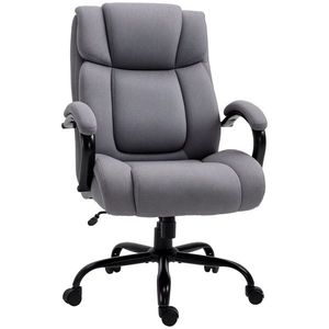 Vinsetto Scaun de birou, Scaun de șef ergonomic, Scaun de birou căptușit cu brațe, Scaun rotativ cu înălțime reglabilă și funcție de legănare, aspect de in, rezistent până la 220 kg, Gri deschis | Aosom Romania imagine