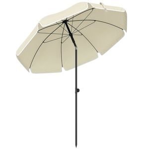 Outsunny Umbrelă de plajă Ø150 cm rezistentă la apă pliabilă umbrelă de plajă cu ancoră de nisip înclinare reglabilă geantă de transport bej | Aosom Romania imagine