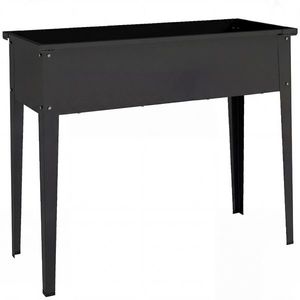 Outsunny Jardinieră pe Picioare din Metal, Jardinieră Ridicată 80 l cu margini rotunjite, Orificiu de drenaj, 100 x 40 x 80 cm, Negru | Aosom Romania imagine