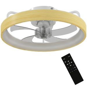 HOMCOM Ventilator de tavan cu lumină LED plafonier ventilator Ø49cm 7 pale 6 viteze luminozitate reglabilă mod vară-iarnă | Aosom Romania imagine
