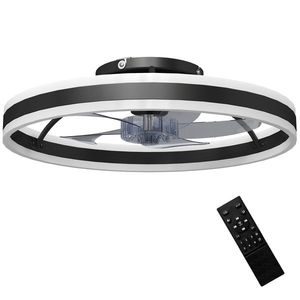 HOMCOM Ventilator de tavan cu lumină LED 6 viteze Motor reversibil și control la distanță Putere 45 W Ø50x13, 5 cm Negru | Aosom Romania imagine