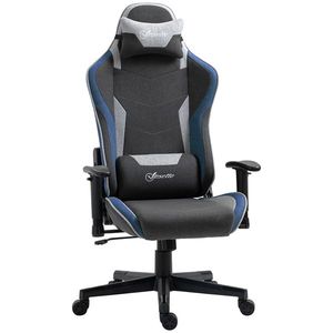 Vinsetto Scaun de Gaming Ergonomic cu Cotiere, Tetieră și Înălțime Reglabile, 66x53x128-138 cm, Albastru | Aosom Romania imagine