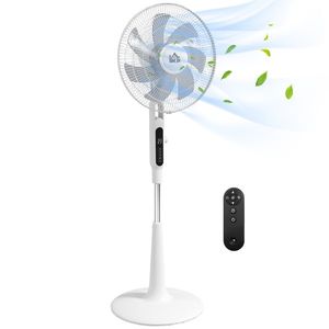 HOMCOM Ventilator de Podea cu Telecomandă Oscilant 28 Viteze 3 Moduri Temporizator și Funcție Antimosquitos Alb | Aosom Romania imagine
