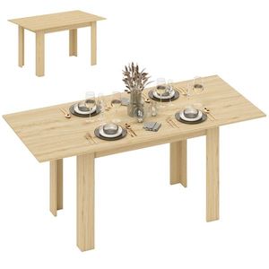HOMCOM Masă de dining extensibilă, masă de bucătărie rectagulară, pentru 6-8 persoane, 140-180 x 80 cm, efect lemn natural | Aosom Romania imagine