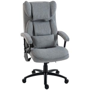 HOMCOM Scaun de birou ergonomic cu masaj cu 4 puncte de frământare, fotoliu cu spătar înalt tip fluture, șezut lat, gri | Aosom Romania imagine