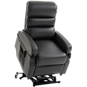 HOMCOM Fotoliu TV cu funcție de ridicare Fotoliu relax electric cu telecomandă, suport pentru picioare, funcție de reclinare, gri închis | Aosom Romania imagine