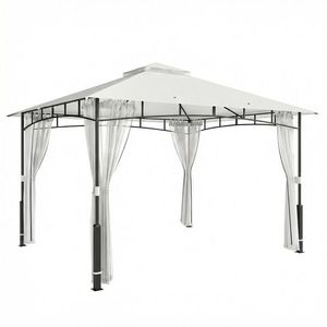 Outsunny Pavilion, 3x3, 6 m rezistent la apă Stabil pavilion de grădină cu plasă anti-țânțari, acoperiș dublu, pentru grădină, terasă, Negru | Aosom Romania imagine