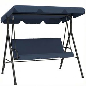 Outsunny Balansoar de Grădină Exterior Leagăn 3 locuri cu Copertină Reglabilă și Cadru din Oțel 172x118x153 cm Bleumarin | Aosom Romania imagine