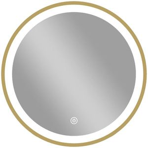 HOMCOM Oglindă de baie cu iluminare LED rotundă 40 cm, oglindă luminoasă de perete cu 3 temperaturi de culoare, reglabilă, auriu | Aosom Romania imagine