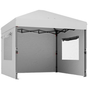 Outsunny Cort Pliabil Pop-up 3x3 m cu 3 Pereți 2 Ferestre Înălțime Reglabilă UPF50+ Husă Transport și Sacii de Nisip Alb | Aosom Romania imagine