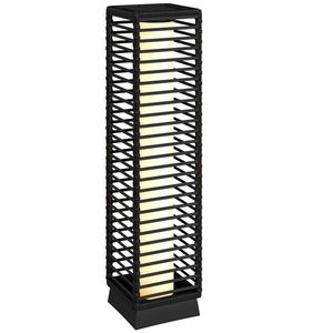 Outsunny Felinar Solar de Exterior din rășină împletită lampadar fără fir reîncărcabil senzor de lumină 16 x 16 x 68 cm negru | Aosom Romania imagine