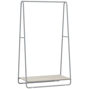 HOMCOM Cuier 3-în-1 cu raft pentru încălțăminte, bare superioare și laterale, structură metalică, natural și gri | Aosom Romania imagine