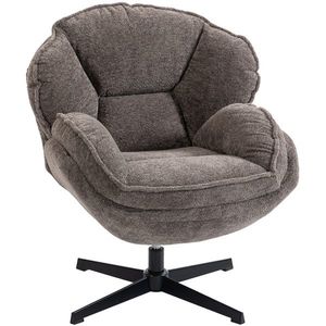 HOMCOM Fotoliu wingback modern, fotoliu cu braţe din catifea cu bază în patru braţe, arcuri în S, funcţie de rotaţie 360°, gri | Aosom Romania imagine
