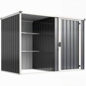 Outsunny Șopron de Grădină din Oțel Galvanizat, Ușă Blocabilă, 231 x 125 x 162 cm, Gri Închis | Aosom Romania imagine