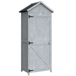 Outsunny Căsuță din lemn, 77x52.5x178cm, Dulap cu banc de lucru rabatabil | Aosom Romania imagine