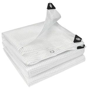 Outsunny Prelată impermeabilă 4 x 6 m 140g/m² prelată textilă robustă rezistentă la rupere rezistentă la UV prelată de protecție cu inele întărite Alb | Aosom Romania imagine