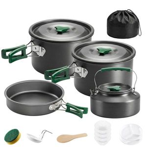 Outsunny Set de Vase pentru Camping 4-5 Persoane, Kit Gătit din Aluminiu, Gri | Aosom Romania imagine