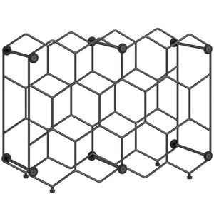 HOMCOM Suport pentru sticle Design geometric în fagure, Negru | Aosom Romania imagine