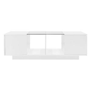 Masă de cafea cu iluminare LED, blat de masă lucios, spațiu generos de depozitare, 120x50x38, 5 cm, Alb imagine