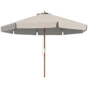 Outsunny Umbrelă de Grădină cu Corzi, Deschidere Reglabilă și Orificii de Ventilație, Ø325x250 cm, Gri | Aosom Romania imagine