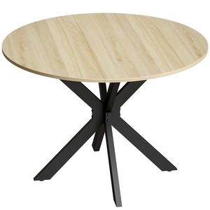 HOMCOM Masă rotundă pliabilă de bucătărie pentru 2-6 persoane cu aripă rabatabilă Cadru din oțel X dublu Ø110x76 cm Lemn natural | Aosom Romania imagine