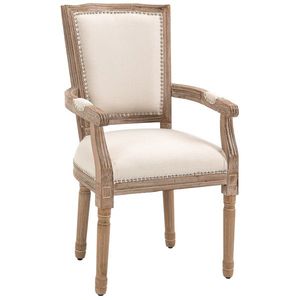 HOMCOM Scaun pentru sufragerie, scaun de bucătărie, decor cu nituri, stil rustic francez, lemn de cauciuc, Crem-alb, 59 x 63, 5 x 96cm | Aosom Romania imagine