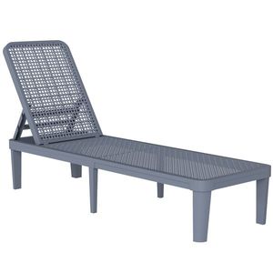 Outsunny Șezlong reclinabil de grădină exterior cu spătar reglabil în 4 poziții și cadru din PP 191x55x35, 5 cm Gri închis | Aosom Romania imagine