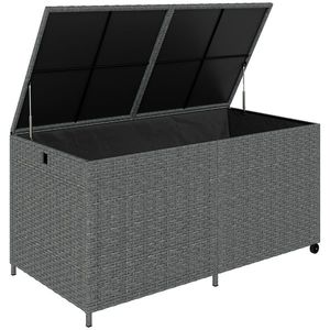 Outsunny Cutie pentru perne din rattan 650 L rezistentă la intemperii rezistent UV cu capac roți spațiu depozitare 150 x 75 x 74 cm Gri închis | Aosom Romania imagine