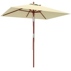 Outsunny Umbrelă de Grădină Înclinabilă cu Sistem cu Șnur și Orificiu de Ventilație, 200x150x235 cm, Bej | Aosom Romania imagine