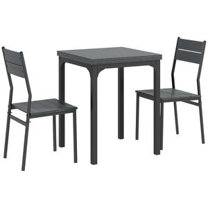 HOMCOM Set dining 3 piese, set masă, 1 masă, 2 scaune, MDF+metal, Gri | Aosom Romania imagine