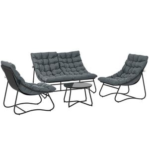 Outsunny Set mobilier grădină 4 piese cu perne groase 8 cm - Mobilier exterior din oțel și textilenă respirantă, gri | Aosom Romania imagine