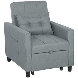 HOMCOM Canapea-pat pliabil convertibil cu spătar reglabil și pernă, Gri | Aosom Romania imagine