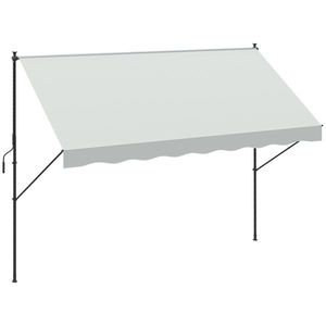 Outsunny Copertină Manuală Retractabilă 300x175x210-310 cm Reglabilă cu Manivelă Protecție Solară UV40+ pentru Balcon Terasă Crem | Aosom Romania imagine