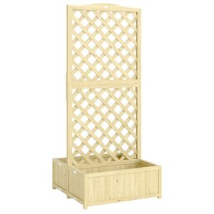 Outsunny Jardinieră cu spalier Pătrat pentru legume din lemn pliabil cu două bazine pentru flori pentru plante cățărătoare 73 x 70 x 170 cm Natural | Aosom Romania imagine