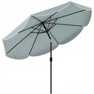 Outsunny Parasol de grădină exterior rotund înclinabil cu 3 poziții cu 8 spițe și faldon, Φ265 x 235 cm, Albastru | Aosom Romania imagine