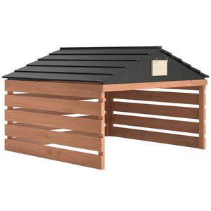 Outsunny Garaj pentru robot de tuns din lemn, adăpost cu acoperiș în două ape, rezistent la intemperii, adăpost pentru mașina de tuns, 79 x 74 x 54 cm, roșu-maron | Aosom Romania imagine