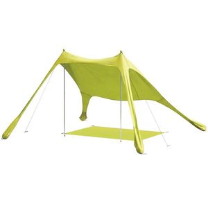 Outsunny Cort de plajă pliabil cu saltea UPF50+, stâlpi din aluminiu, lopată, țăruși și geantă de transport verde | Aosom Romania imagine