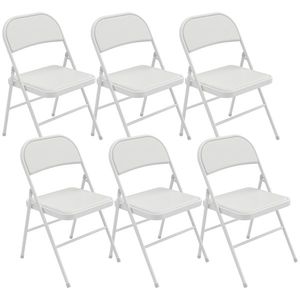 HOMCOM Set de 6 scaune pliante pentru dining portabile cadru din oțel 45 x 46 x 78 cm alb | Aosom Romania imagine