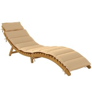 Outsunny Șezlong pliabil rezistent la intemperii din lemn cu tapițerie, suport pentru cap și mâner de transport 183 x 54 x 63 cm, Bej | Aosom Romania imagine