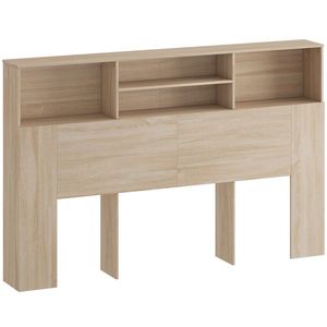 HOMCOM Tăblie independentă cu spații de depozitare, accesoriu de pat 4 compartimente deschise, 160 x 20, 2 x 108, 2 cm, lemn natural | Aosom Romania imagine