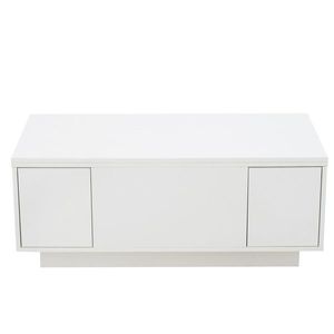 Masă de cafea modernă, multifuncțională, cu mecanism dublu de ridicare și spațiu de depozitare ascuns, 100×50×43 cm, Alb imagine