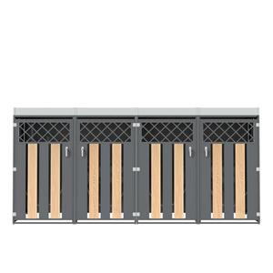 Cutie încuietabilă pentru pubele, pentru 4 pubele standard, cu o ladă de flori integrată, 264x80x124, 5 cm, Gri+Culoare naturală imagine